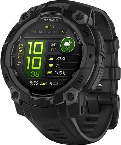 Garmin Instinct 3-45 mm في الهواء الطلق GPS Smartwatch ، AMOLED ، حزمة Tropic W/Neo Tropic Band 010-02936-01 مع 2 YR CPS Pack Pack و Deco Essentials 2x شاشة الشاشة in Kuwait