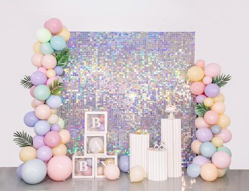 Shimmer Wall Backdrop Matte Pink Square Sequin Wall Panel Backdrop Decor for Wedding, Anniversary, Birthday, Party, 36 Panels in Kuwait