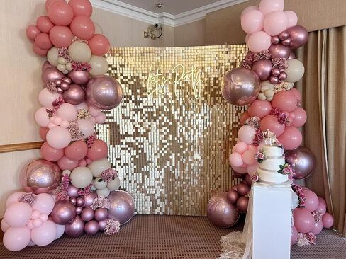 Shimmer Wall Backdrop Matte Pink Square Sequin Wall Panel Backdrop Decor for Wedding, Anniversary, Birthday, Party, 36 Panels in Kuwait