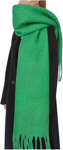 وشاح نسائي شتوي كبير ملون مربعات سميكة دافئة أوشحة ناعمة كاجوال وشاح بطانية بشراشيب in Kuwait