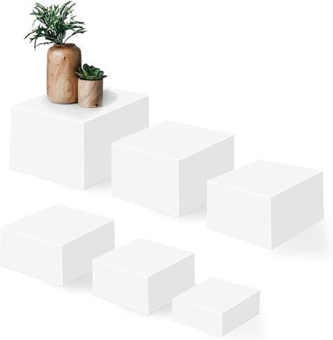 6 Steps Display Stands, White Acrylic Buffet Risers, Food Display Risers for Party with Hollow Bottoms in Saudi Arabia