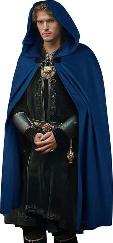 Renaissance Hooded Cloak Halloween Costume, Medieval Cosplay Wizard Witch Cape in Kuwait