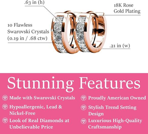 Cate & Chloe Giselle 18k White Gold Plated Crystal Hoop Earrings with Crystals, Beautiful Sparkling Silver Small Hoops Earring Set, Wedding Anniversary Fashion Jewelry - Hypoallergenic in Kuwait