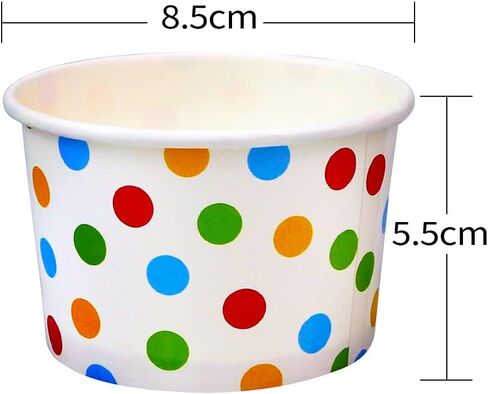 50 Pcs 9oz Paper Ice Cream Cups, Disposable Dessert Bowls for Hot or Cold Food, Party Supplies Treat Cups for Sundae, Frozen Yogurt, Soup,Golden Dots in Saudi Arabia
