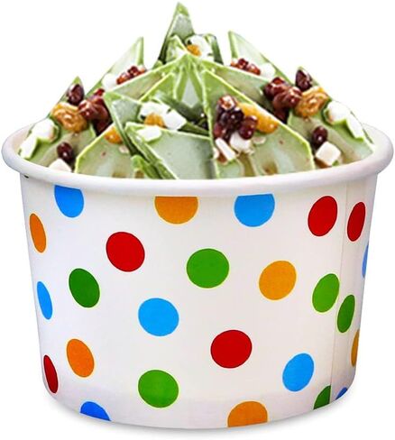50 Pcs 9oz Paper Ice Cream Cups, Disposable Dessert Bowls for Hot or Cold Food, Party Supplies Treat Cups for Sundae, Frozen Yogurt, Soup,Golden Dots in Saudi Arabia