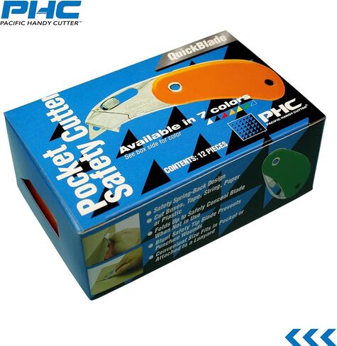 قاطع سلامة الجيب في باسيفيك مفيد PSC2 ، صندوق من 12 ، تصميمًا أزرقًا ومضغوطًا مع تقسيم شريط متكامل بدون شفرة ، شفرة أمان ذاتية للاحتفاظ بالذات للصناديق أو الشريط أو السلسلة أو الورق أو البلاستيك in Kuwait