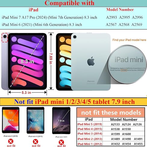 Case for iPad Mini 7 A17 Pro 2024/iPad Mini 6 2021 Case 8.3 "، Uucovers Trifold Stand Smart Hard Shell Lightweight Lights for iPad Mini 7th 7th Generation [Auto Wake/Sleep] ، Starry Night Blue in Kuwait