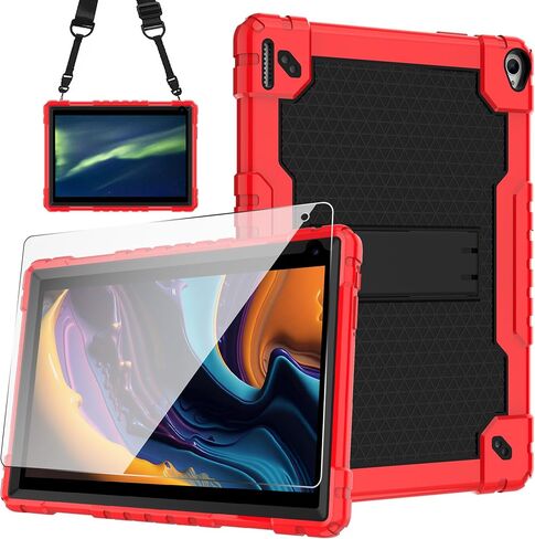for YQSAVIOR Tab CP10 10.1" Case/Coopers Tab CP10 10.1 inch Case with Screen Protectror Built in Shoulder Strap & Kickstand for YQSAVIOR/Coopers Tab CP10 10.1" Tablet (Red/Black/1PC) in Saudi Arabia