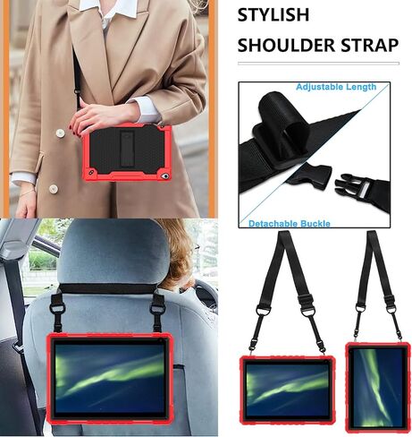 for YQSAVIOR Tab CP10 10.1" Case/Coopers Tab CP10 10.1 inch Case with Screen Protectror Built in Shoulder Strap & Kickstand for YQSAVIOR/Coopers Tab CP10 10.1" Tablet (Red/Black/1PC) in Saudi Arabia