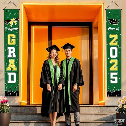KatchOn, Black and Gold Graduation Door Banner - Large, 72x12 Inch, NO DIY | Congrats Grad Banner for Graduation Decorations Class of 2024 | Graduation Banner for 2024 Graduation Party Decoration in Saudi Arabia