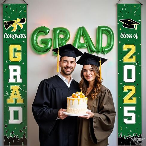 KatchOn, Black and Gold Graduation Door Banner - Large, 72x12 Inch, NO DIY | Congrats Grad Banner for Graduation Decorations Class of 2024 | Graduation Banner for 2024 Graduation Party Decoration in Saudi Arabia