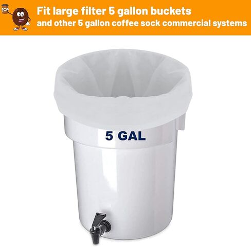 50 Pack Cold Brew Coffee Filters ، 20 "× 20" ، مرشحات المشروب البارد التجاري ، حقيبة تصفية لمصباح ما يصل إلى 5 رطل من القهوة ، ودصلات 5 جالون in Kuwait