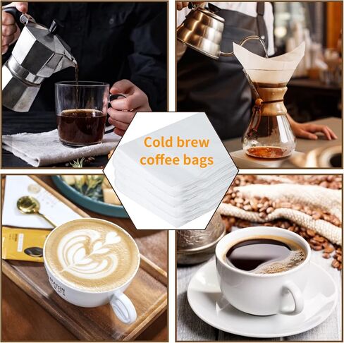 50 Pack Cold Brew Coffee Filters ، 20 "× 20" ، مرشحات المشروب البارد التجاري ، حقيبة تصفية لمصباح ما يصل إلى 5 رطل من القهوة ، ودصلات 5 جالون in Kuwait