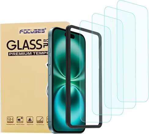 4 Pack Anti Blue Light Screen Protector for iPhone 16,iPhone15 [6.1inch] with Installation Frame,9H+ Anti Blue Light Tempered Glass, Anti-Scratch, Case Friendly in Kuwait
