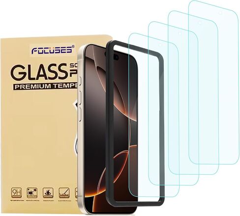 4 Pack Anti Blue Light Screen Protector for iPhone 16,iPhone15 [6.1inch] with Installation Frame,9H+ Anti Blue Light Tempered Glass, Anti-Scratch, Case Friendly in Kuwait