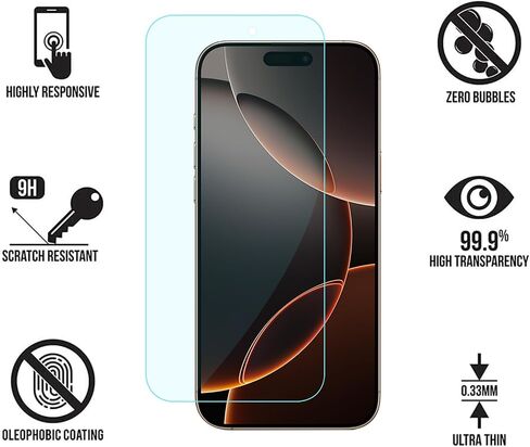 4 Pack Anti Blue Light Screen Protector for iPhone 16,iPhone15 [6.1inch] with Installation Frame,9H+ Anti Blue Light Tempered Glass, Anti-Scratch, Case Friendly in Kuwait