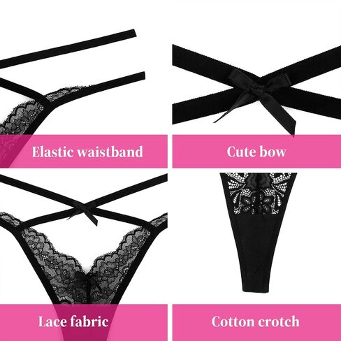 ملابس داخلية نسائية من Banamic G String ملابس داخلية من الدانتيل الزهري سراويل داخلية متوسطة الخصر in Kuwait
