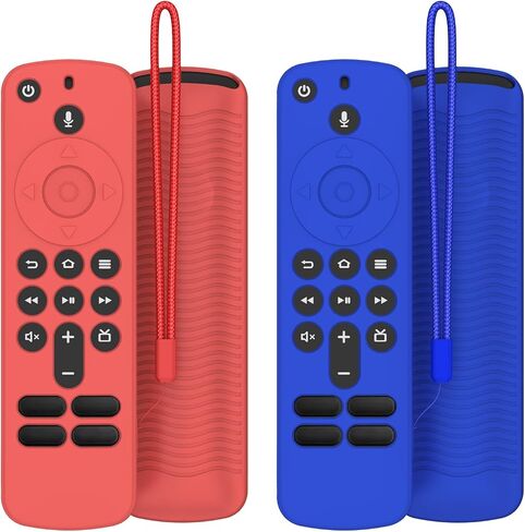 2 Pack Silicone Remote Cover for Alexa Voice Remote,Remote Case for Fire Tv Remote with Lanyard,Anti-Scratch Shockproof Remote Protective Cover Compatible with Fire TV Stick HD 4K (New) (2nd) in Kuwait