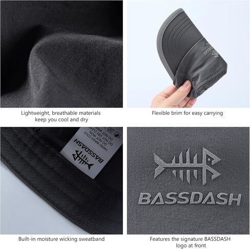 Bassdash Ultralight Upf 50+ قبعات بيسبول ناعمة غير منظمة قبعة قابلة للطي سريعة الجافة قابلة للتعديل للرجال أنشطة في الهواء الطلق للرجال in Kuwait