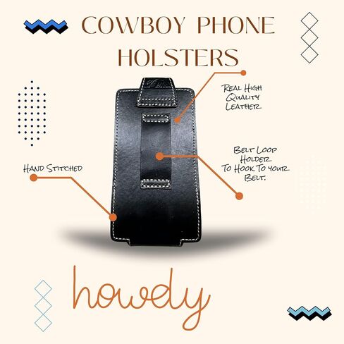 حزام الهاتف الغربي حزام الحزام الخلوي حقيبة الهاتف المحمول حقيبة مزخرفة الأزهار رعاة البقر Lonestar Concho end end case for iPhone Samsung 15 Plus 14 Pro Max Universal (Black) in Kuwait