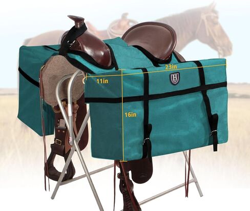 Harrison Howard Sturdy Secure Versatile Over-The-Horn Contoured No-Bounce Design Saddle Pack Pannier Bags Carrier Western Saddle Bag Brown in Saudi Arabia
