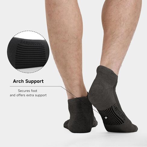 BAMBOO COOL Men's Ankle Socks Athletic Cushioned Moisture Wicking, Running Socks Arch Support Breathable, Heel Tab 8 Pack in Kuwait