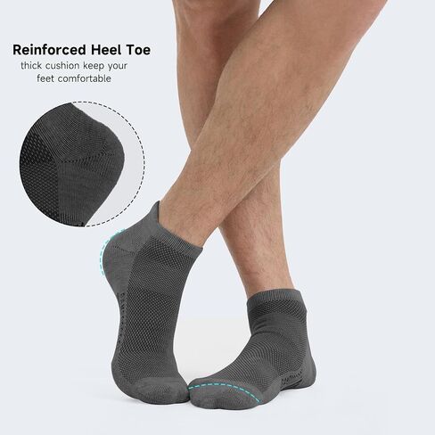 BAMBOO COOL Men's Ankle Socks Athletic Cushioned Moisture Wicking, Running Socks Arch Support Breathable, Heel Tab 8 Pack in Kuwait
