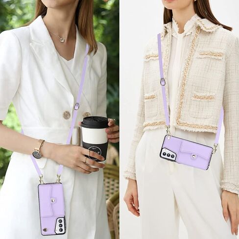 for Samsung Galaxy S21 Plus Case 6.7 Inch, Crossbody Purse Wristlet Shoulder Strap Trendy Protective Cover for Galaxy S21 Plus (Blue) in Kuwait