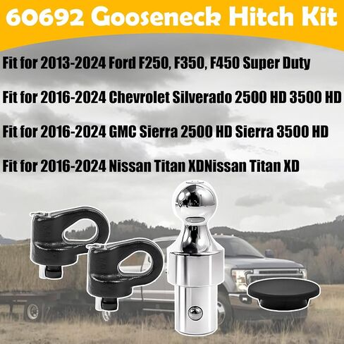60692 Gooseneck Hitch Kit Compatible with Ford F-250 F-350 F-450 Compatible with Chevrolet Silverado 2500 HD 3500 HD in Saudi Arabia
