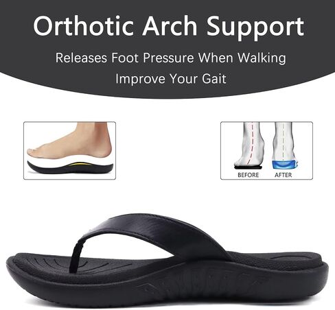 jiajiale Womens Fashion Orthotic Flip Flops للسيدات سهل الارتداء وخفيف الوزن ومريح وسميك ووسادة يوجا وصنادل رفيعة مع دعم قوس التهاب اللفافة الأخمصية in Kuwait
