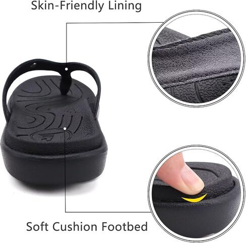 jiajiale Womens Fashion Orthotic Flip Flops للسيدات سهل الارتداء وخفيف الوزن ومريح وسميك ووسادة يوجا وصنادل رفيعة مع دعم قوس التهاب اللفافة الأخمصية in Kuwait