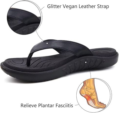 jiajiale Womens Fashion Orthotic Flip Flops للسيدات سهل الارتداء وخفيف الوزن ومريح وسميك ووسادة يوجا وصنادل رفيعة مع دعم قوس التهاب اللفافة الأخمصية in Kuwait