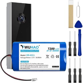 WUHAO for AOSU V8S V8P Battery Upgraded 7200mAh HB-AX11 Battery for AOSU doorbell Camera V8S V8P V8P1AX11 V8S1AX11 Replacement Battery 3.7V