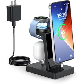 3 in 1 Charging Station for Samsung Devices - NANAMI 30W Type C Charger Stand for Samsung Galaxy Watch 7/6/5/4/3, Charging Dock for Galaxy S25/S24/S23/S22/Note20/A55/A54, Galaxy Buds