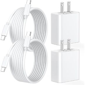 iPhone 16 15 Charger Fast Charging, 2 Pack PD 20W USB C Wall Charger Block with 6FT USB C to C Charging Cable Compatible for iPhone 16/16 Plus/16 Pro/16 Pro Max/15/15 Plus/15 Pro/15 Pro Max