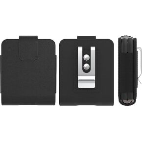 Flip Phone Holster Case, Leather Pouch with Metal Clip for Phone Holster Case for Galaxy Z Flip 5, Black