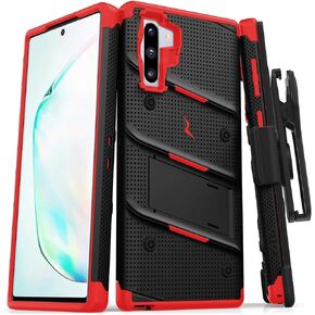 Zizo Bolt Cover - Case for Samsung Galaxy Note 10 & Kickstand and Holster (Black/Red)