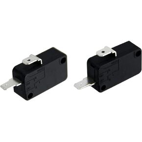 1 Pack WB24X10205 & WB24X10204 Black Microwave Door Switch Kits, Push Button Actuator, Manual Operation Mode, Terminal Width 3/16''