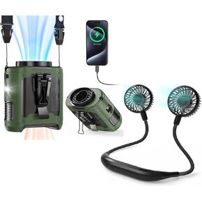 COMLIFE 10000mAh Portable Waist Clip Fan & Portable Neck Fan, Battery Powered Personal Wearable Fan for Indoor Outdoor Camping Fishing Jobsite Travel