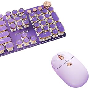 Typewriter Style Mechanical Gaming Keyboard with Dual-Mode Cute Cat Paw Wireless Mouse
