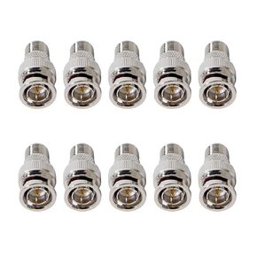 10pcs bnc male slabe to f female jack adapter bnc male male to