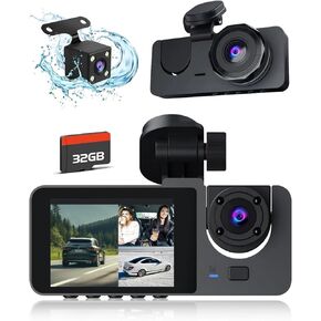3 Channel Dash Cam Front and Rear Inside