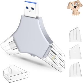 USB 3.0 Flash Drive 64gb for iPhone, 3in1 External Memory Picture Keeper Storage Stick for Photo/Video/Data Saver/Backup, V8.33High Speed Thumb Drives for iPhone/iPad/Android/PC - Wet-mud