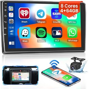 8-Core 4+64G Android 13 Car Stereo for Audi A4 S4 RS4 2002-2008 for Seat Exeo 2008-2012 Upgrade Radio, 9'' HD Touch Screen Wireless CarPlay & Android Auto, AHD Backup Camera, GPS Navigation