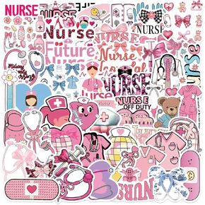 50Pcs Nurse Stickers Medical Accessories Stickers for Laptop, Water Bottle, Kindle, Scrapbook, Journaling, Gifts for Nurse Students, Nurses, and Healthcare Workers Nurses Day