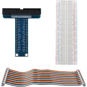 ZDE T-Type GPIO Breakout Expansion Board + 40pin GPIO Flat Ribbon Cable + Breadboard Compatible with Raspberry Pi 5 4B 3B+ 3B 2B B+