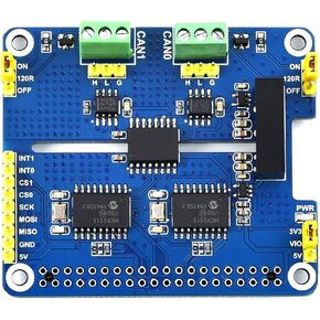 2 Channel CAN HAT Isolated CAN Bus Expansion Board for Raspberry Pi/STM32/Arduino with MCP2515 + SN65HVD230 Dual Chips Solution