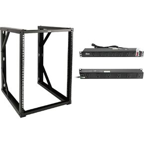 Tecmojo 15U Wall Mount Rack 24.8" Depth & 12 Outlet Rack Mount Power Strips
