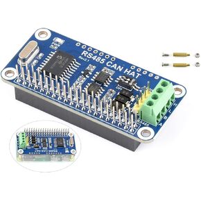 RS485 CAN HAT Compatible with Raspberry Pi 5/4B/3B+/3B/Zero/Zero W/WH/Zero 2W, Expand CAN and RS485 Functions, CAN Controller MCP2515 via SPI Interface, RS485 Controlled via UART