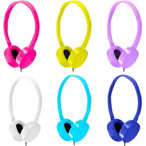 Kids Headphones Bulk 6 Pack for School Classroom Children Toddler Boys Girls Teen and Adult,Durable Wired Adjustable Student Earphones with 3.5mm Plug(FM102 Mixed Colors)